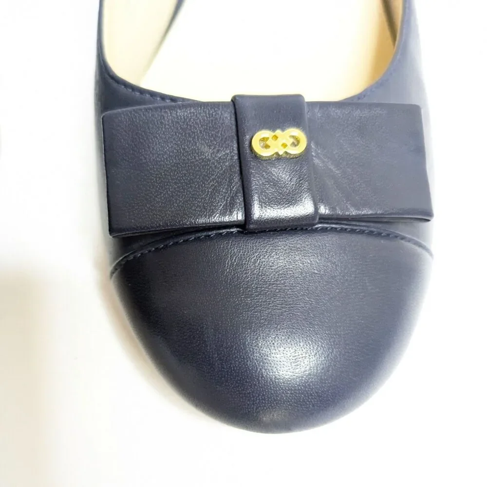 Cole Haan Adair Navy Blue 9B Leather Wedge Heels Pumps W13162 Business Casual